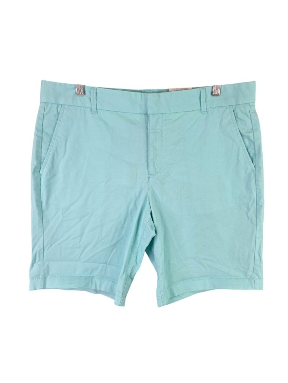 Womens Stylus Teal Blue Boyfriend Bermuda Shorts 9.5" Inseam Cotton Stretch 10